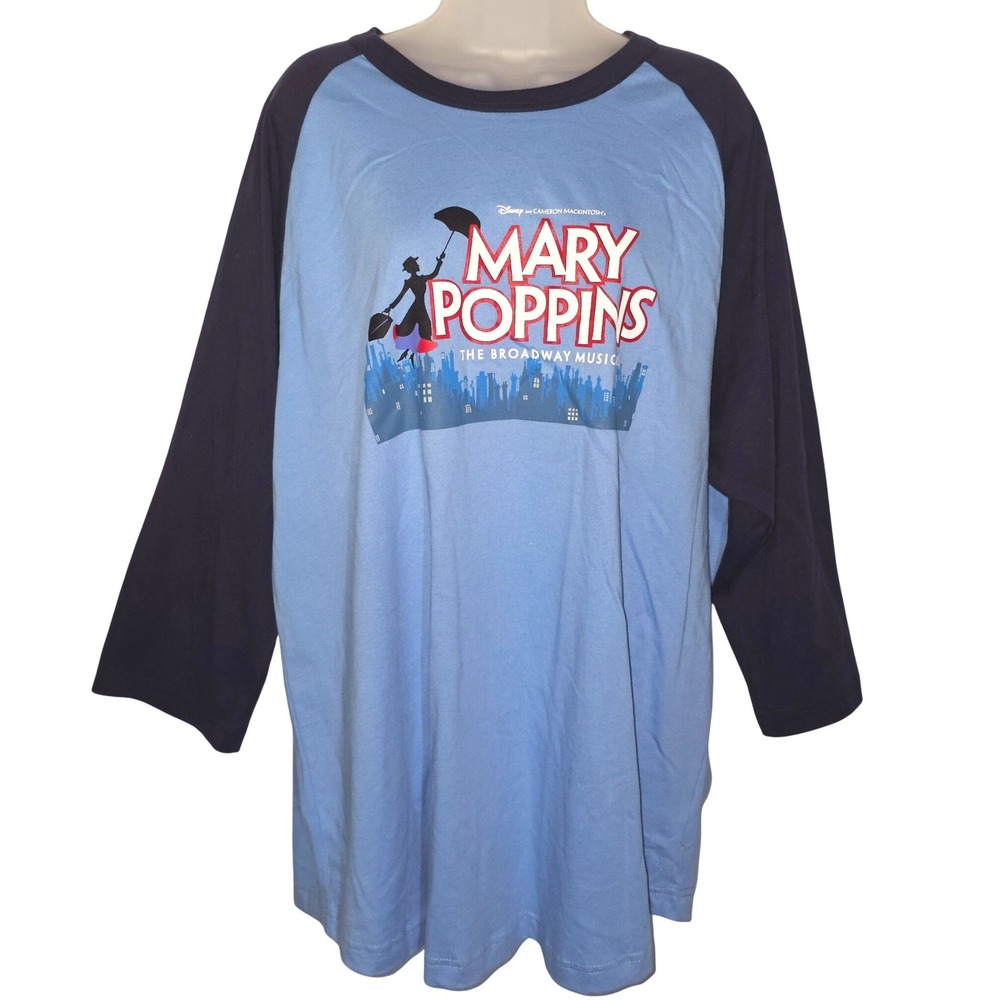 Mary Poppins Broadway Musical‎ Cast & Crew Raglan Shirt Blue Navy Sport-Tek L